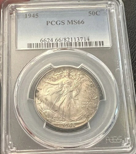 1945年ウォーキング・リバティ・ハーフダラー PCGS MS66