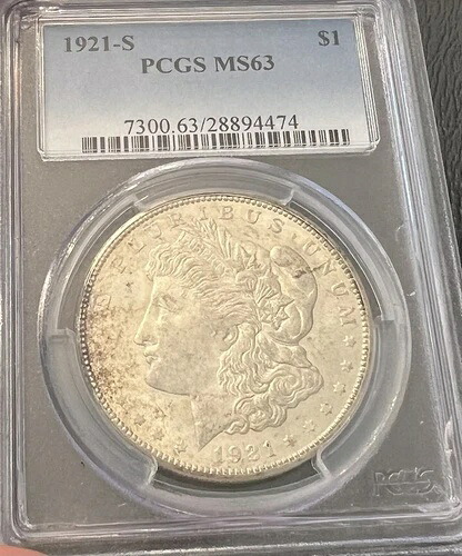 1921年-S $1 モーガンドル PCGS MS63- 58,080円