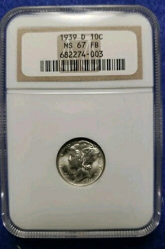 1939年-D マーキュリーダイム NGC MS 67FB ~L??K発送無料-