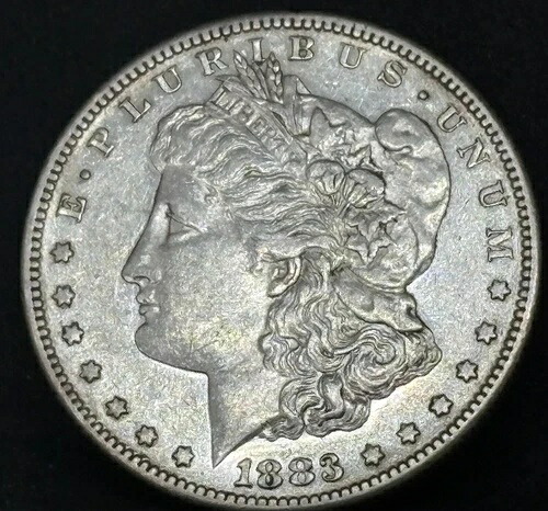 1883年-S モーガンシルバードル、AU、素敵なコイン、タフなAUグレード!!-