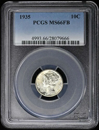 1935年 10セント マーキュリーダイム PCGS MS66FB