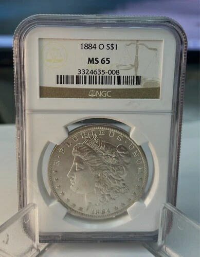 1884年 - O 米国モルガン銀貨 1ドル - NGC- MS65 - USM584N0