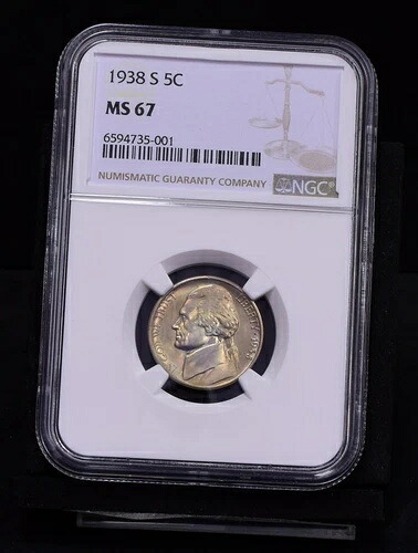 1938-S ジェファーソンニッケル - NGC MS67 (#48416-L)｜WORLD RESOURCE【QUEEN店】