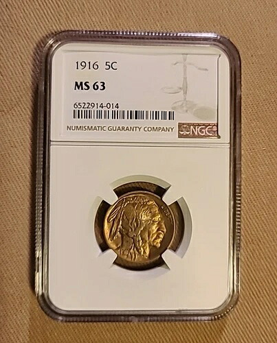 アンティーク 1916年 バッファロー ニッケル NGC グレード MS-63 美しい状態 ミントステート...-｜WORLD RESOURCE【QUEEN店】