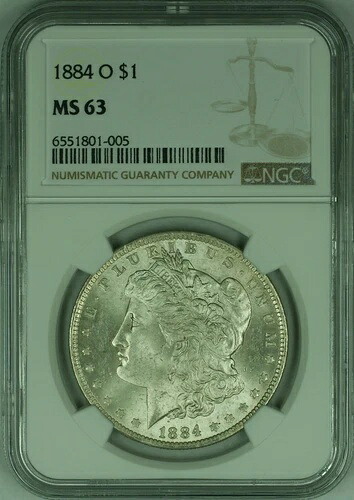 1884-O 1ドルモルガン銀貨 NGC MS-63 (21D)