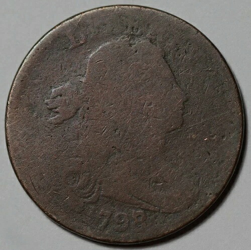 1798/7年 ドレープバスト ラージセント - 米国1セント銅貨