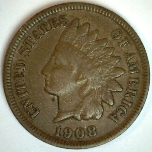 1908年 Sインディアンヘッドセント 1セント USタイプコイン 非常に良好な流通品 サンフランシスコ