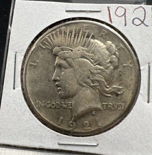 1921年 P $1 平和銀貨 裏面に傷あり VF 詳細 流通