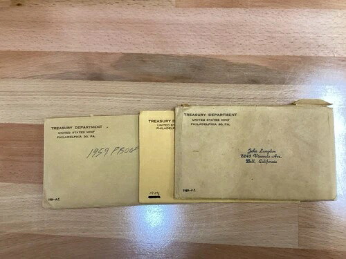 1959年 米国製 シルバープルーフセット 宝石セット3個セット（封筒付き） E1743