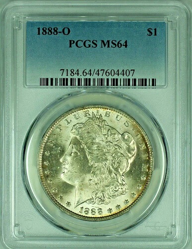1888-O モルガン銀貨 PCGS MS 64 B 47