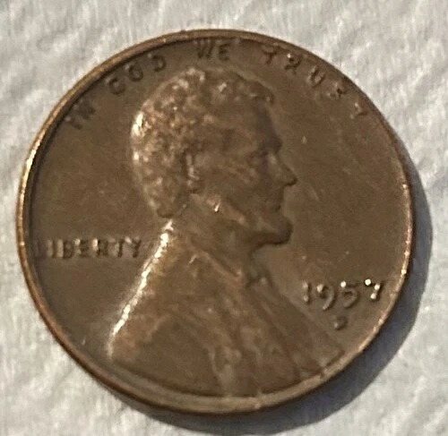 ??1957-D リンカーン ウィート セント 裏面に文字欠落エラーコイン ヴィンテージ 銅貨??