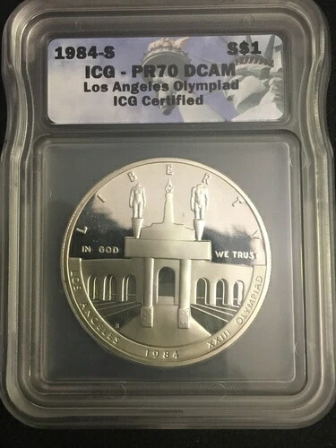 1984年 S $1 ロサンゼルスオリンピック記念プルーフドル ICG PR70 PF70 DCAM