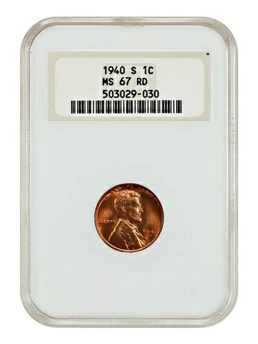 1940-S 1C NGC MS67RD (OH) - リンカーン・セント（小麦裏面）