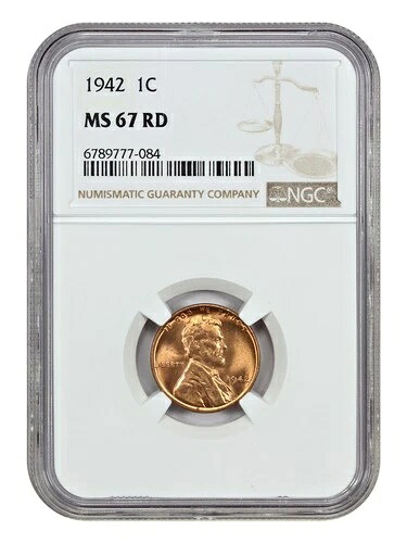 1942 1C NGC MS67RD - リンカーン・セント（小麦色の裏面）