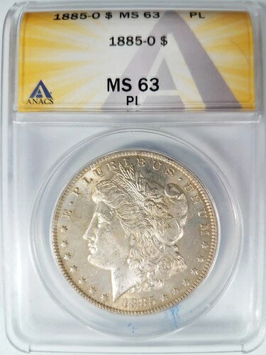 1885-O モルガン銀貨 ANACS MS 63 PL プルーフ調