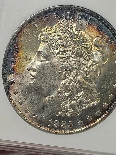 1885年製 モルガン・ダラー 1ドル ANACS ソープボックスホルダー MS61 トーン #838599