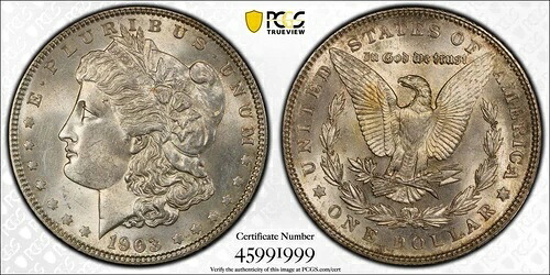 1903年 $1 PCGS MS62 モルガン銀貨 45991999