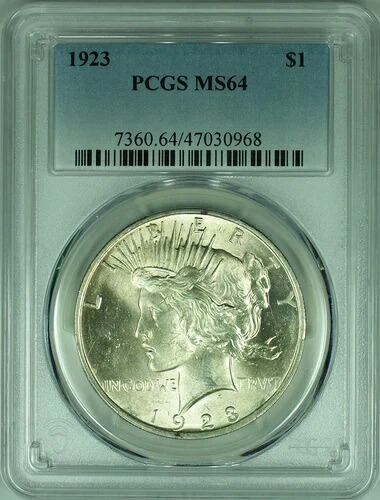 1923年 ピースシルバードル S$1 PCGS MS-64 (39)