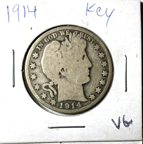 *重要日付* 1914年 バーバー ハーフダラー VGベタ??ー/アーリーデート。銀90%。13.10