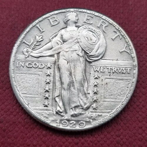 1929年製 スタンディング・リバティ・クォーター 25セント 高級 BU UNC #51520