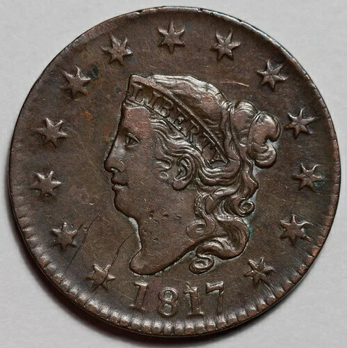 1817年 コロネットヘッド ラージセント - 13個の星 - 米国1セント銅貨