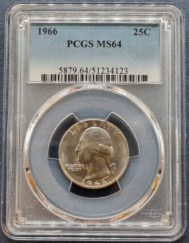 1966年ワシントン・クォーター 25セント 素晴らしいレインボートーン PCGS MS64 #91061 56,100円