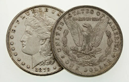 1879年および1879-S年 1ドル銀モルガンドルコイン2枚セット（オーストラリア製）