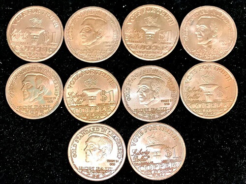 2008 ロン・ポール 1 オンス .999 銅製リバティドル - 10 個セット!
