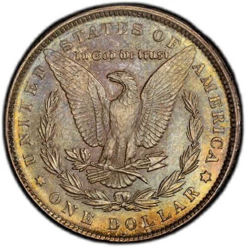 PCGS MS63 1889年 モルガン・ダラー グリーンブルー レインボートーン フィラデルフィア