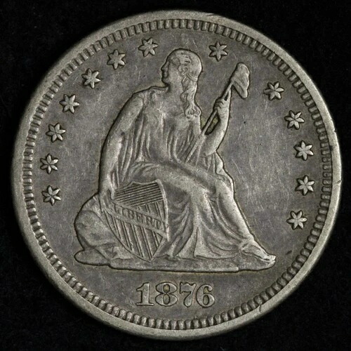 1876-S 着席型自由の女神像 シルバークォーター XF+/AU E304 STIPM 56,100円