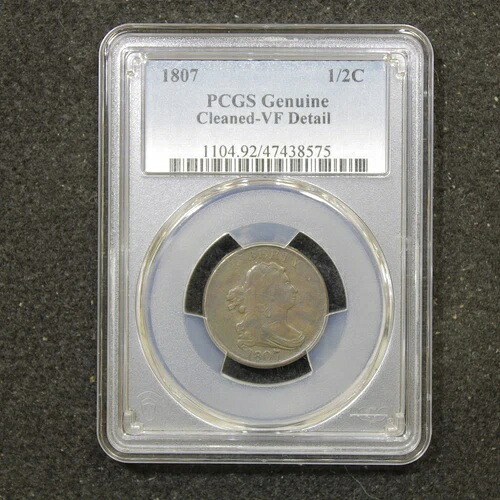 1807年 ドレープバスト ハーフセント 1/2C - PCGS「クリーニング済み - VF詳細」