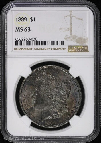 1889-P 1ドル モルガン銀貨 NGC MS 63 | トーニング未流通 UNC