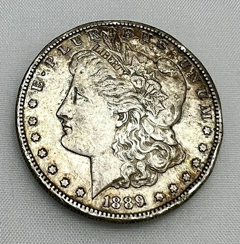 1889-S モーガン銀貨 AU 色褪せあり