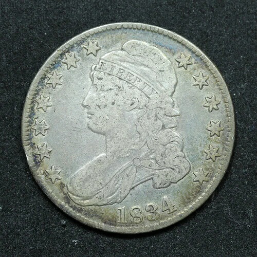 1834年製キャップドバストシルバーハーフドル50セント硬貨（写真）