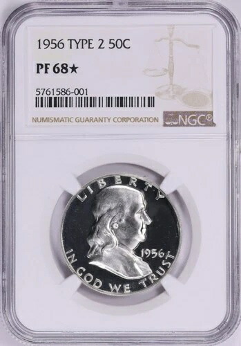 1956年 フランクリンシルバー ハーフダラー NGC PF 68 スター PR ディープミラープルーフ タイプ2