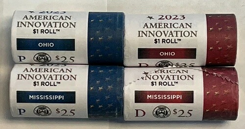 2023年 P&D アメリカン・イノベーション・ダラー オハイオ州およびミシシッピ州 米国造幣局 封印ロール