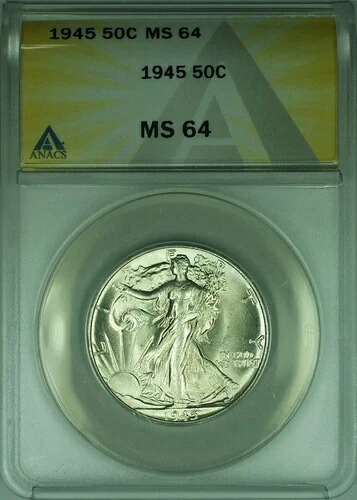1945年ウォーキング・リバティ・シルバー・ハーフドル 50セント ANACS MS-64｜WORLD RESOURCE【QUEEN店】