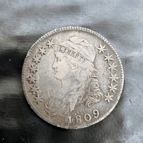 1809年 キャップドバスト ハーフダラー 50C O.103 VF 詳細 米国銀貨 粗さ