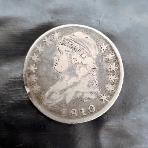 1810年 キャップドバスト ハーフダラー O-105 VF 詳細 オープンマウス 米国銀貨