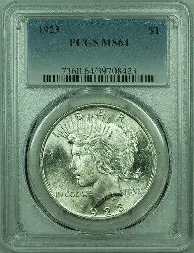 1923年 ピースシルバードル 1ドルコイン PCGS MS-64 ベターコイン (29) Q