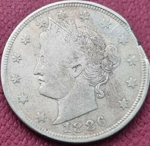 1886年 リバティヘッド ニッケル 5セント 優良グレード VF 詳細 #44186