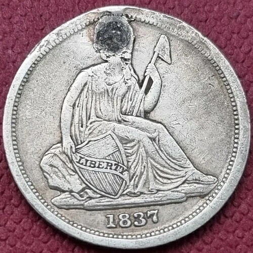1837年製 着席型リバティダイム 10セント 優良グレード XF + 詳細 #43385