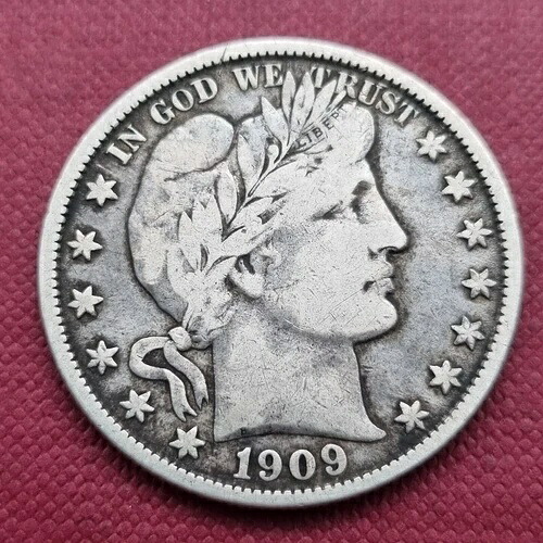 1909 O バーバー ハーフダラー 50セント ベターグレード VF + #47406