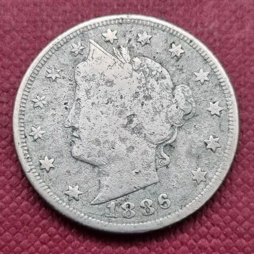 1886年 リバティヘッド ニッケル 5セント 良品 グレードF - VF 詳細 希少 #47048