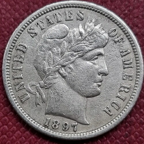 1897年 S バーバーダイム 10セント 良質 XF 詳細 #69735