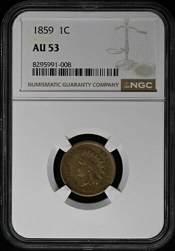 1859年製 銅ニッケル製インディアンセント 1C NGC AU53