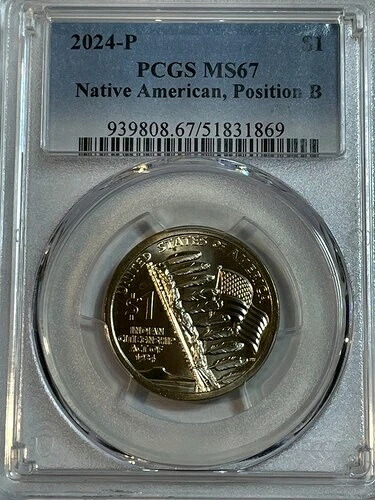 2024 P ポジション B ネイティブ アメリカンドル PCGS MS67 サカガウィア 非常に低い POP- 63,525円