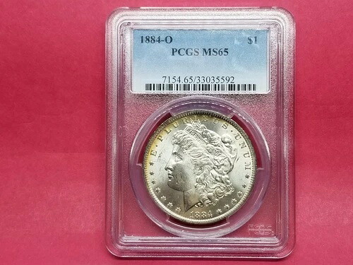 1884-O $ モーガン シルバー ドル PCGS MS65 美しいリムトーニング！ #5592-126P