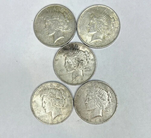 1923年 P ピースドル 5枚セット 90% 米国銀貨 送料無料