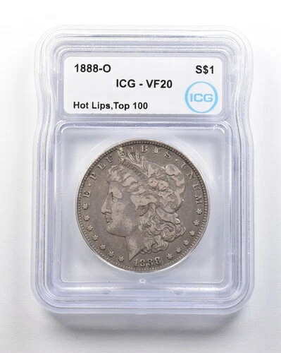 1888-O モルガン銀貨 ホットリップス トップ100 VF20 ICG *1611